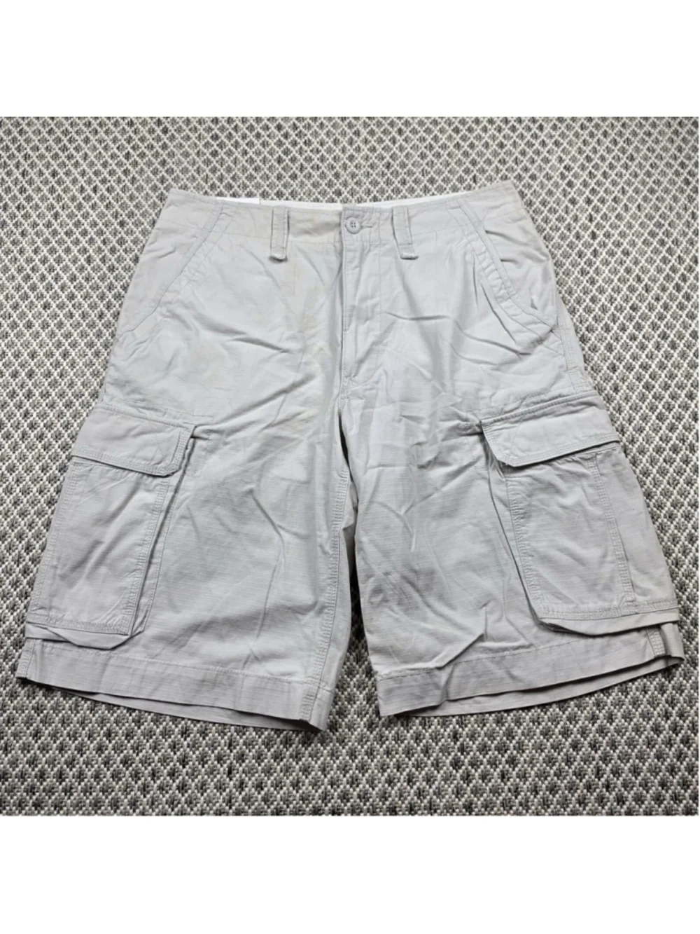 NWT Polo Jeans Co Cargo Shorts Mens 34 Beige Ripstop Cotton Utility Military